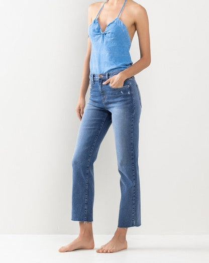 Jenna Cropped Raw Hem Medium Wash Jeans