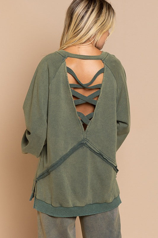 Criss cross cheap back sweatshirt