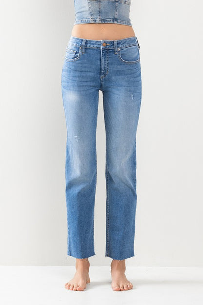 Jenna Cropped Raw Hem Light Wash Jeans