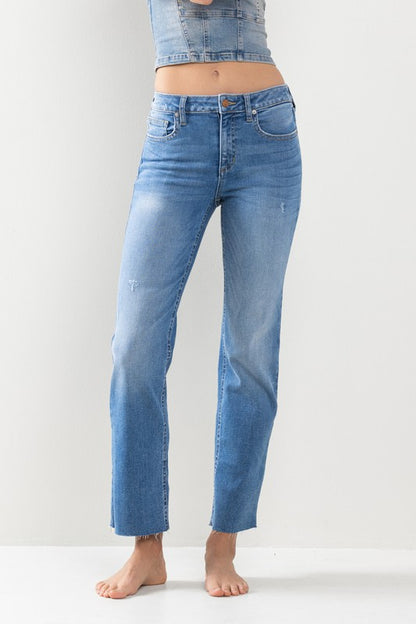 Jenna Cropped Raw Hem Light Wash Jeans