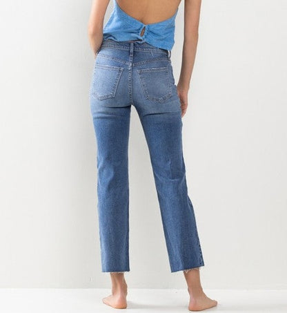 Jenna Cropped Raw Hem Medium Wash Jeans