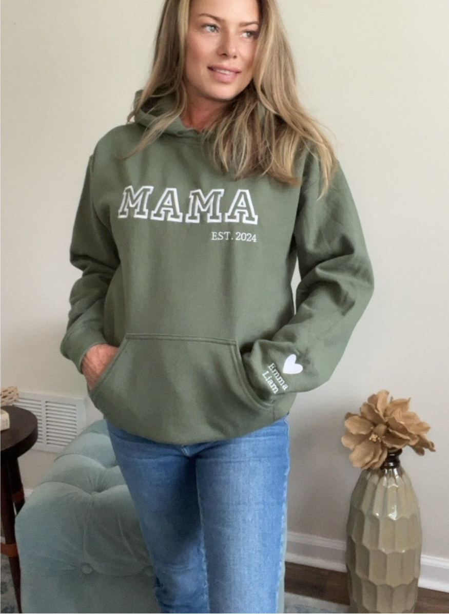 College Vibes Mama,Nana,Grandma...Custom Embroidered Hoodie