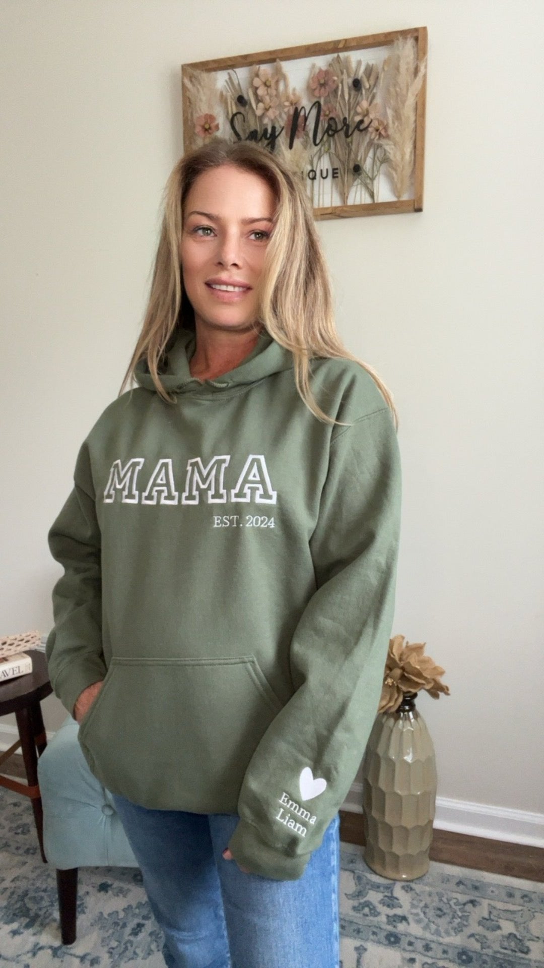 College Vibes Mama,Nana,Grandma...Custom Embroidered Hoodie