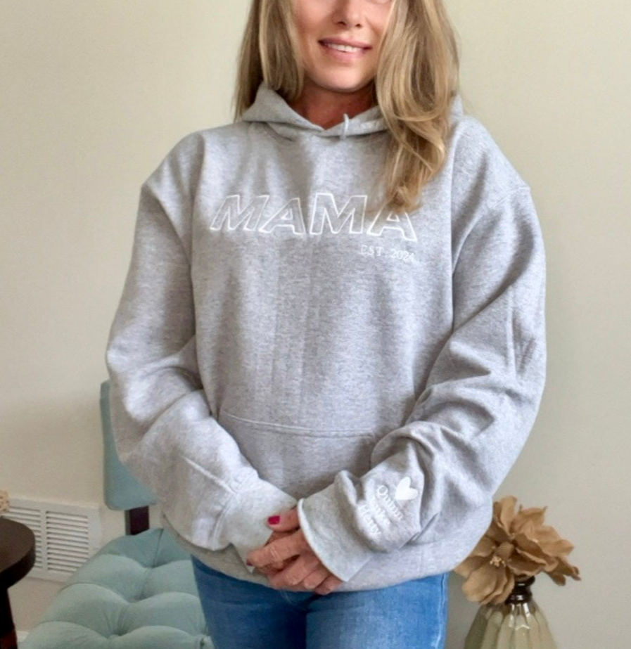 New School Vibes Mom,Nana,Grandma... Custom Embroidered Hoodie