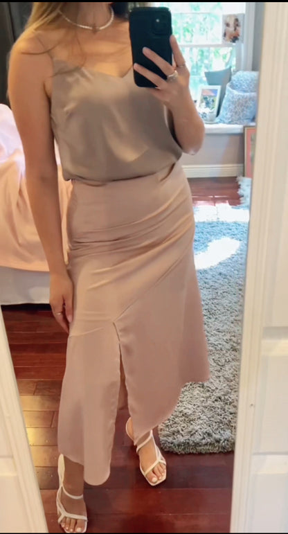 Satin Midi-Skirt