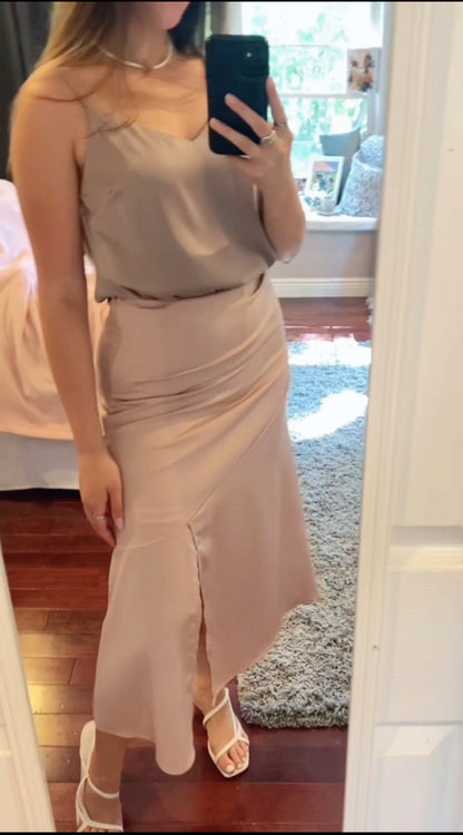 Satin Midi-Skirt