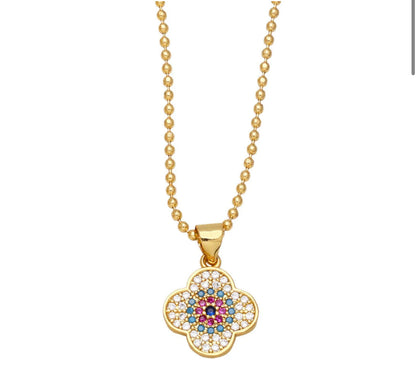 Evil Eye Clover Necklace