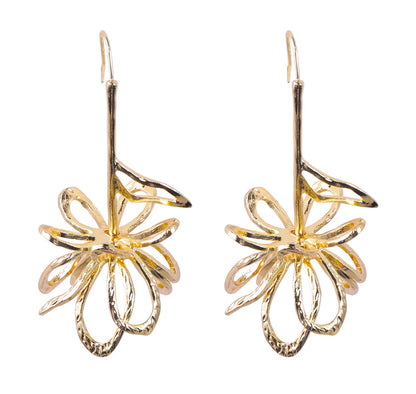 Gold Flower Dangle Earrings