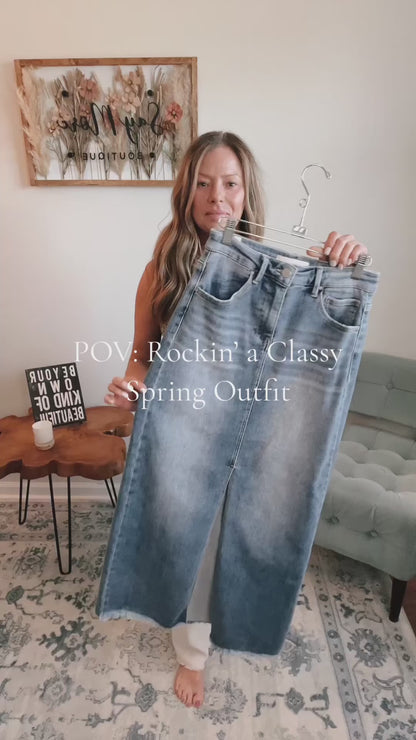 Midi-Maxi Denim Skirt