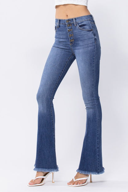 Frayed Hem Flare Jeans