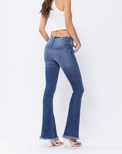 Frayed Hem Flare Jeans