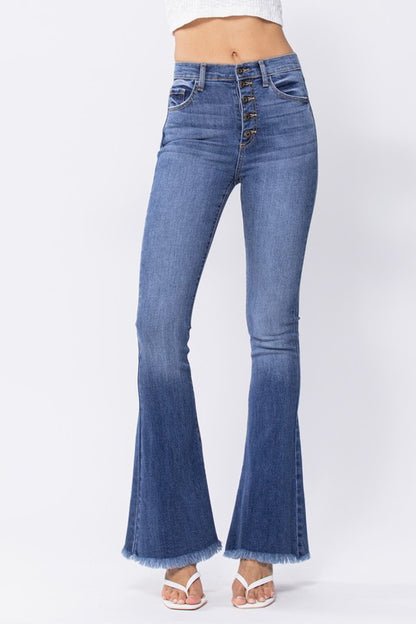 Frayed Hem Flare Jeans