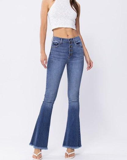 Frayed Hem Flare Jeans