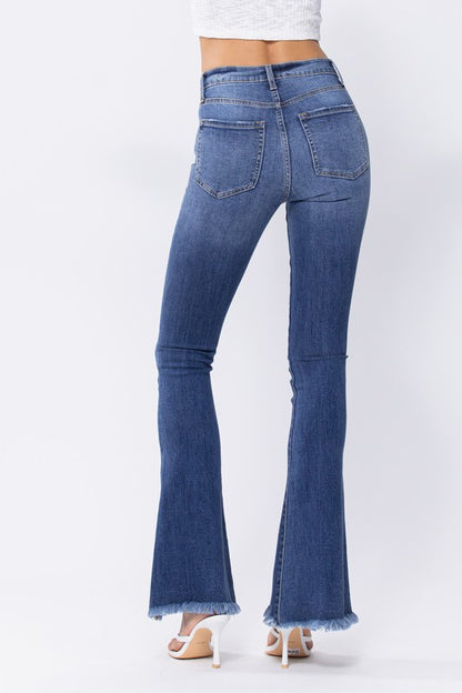 Frayed Hem Flare Jeans