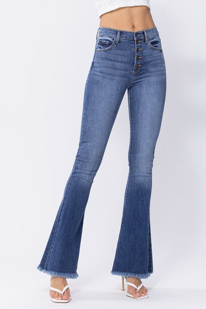 Frayed Hem Flare Jeans