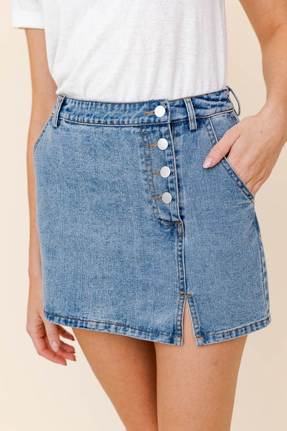 Asymmetrical Detail Denim Skirt