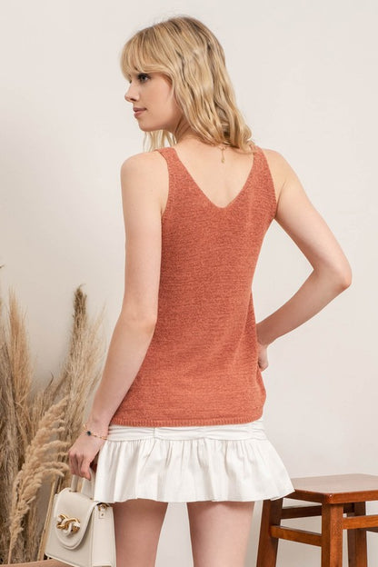 Sleeveless V-Neck Knit Tank