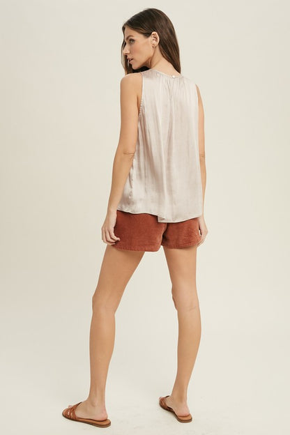 Satin Sleeveless Top