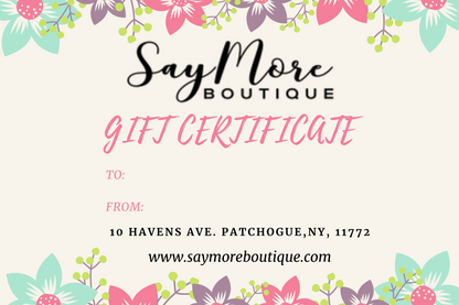 Gift Card, Gift Cards, Say More Boutique, www.SayMoreBoutique.com